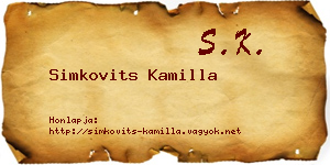 Simkovits Kamilla névjegykártya